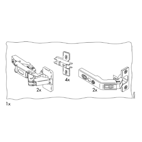 IKEA Akurum Base Corner Cabinet Frame Hinge Set (IKEA #306296)